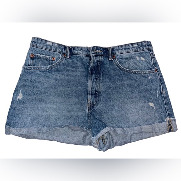 ZARA High Rise Shorts - Blue | 8197 007 - Size 10 - Picture 2 of 5